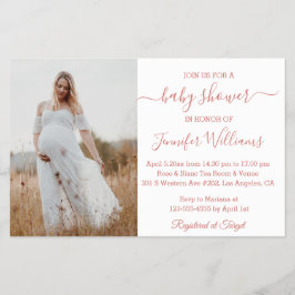 Flyer convite de chá de fraldas rosa para menina minimal