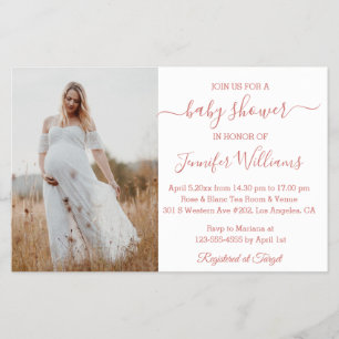 Flyer convite de chá de fraldas rosa para menina minimal