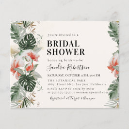 Flyer Convite de Chá de Noiva de Casamento Tropical Econ