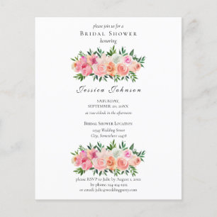 Flyer Convite de Chá de Noiva Floral Rosa e Branco Orçam