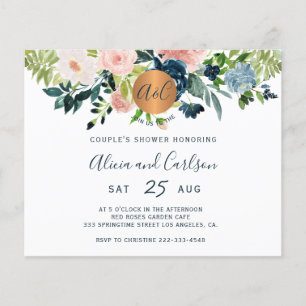 Flyer Convite de chuveiro de casal floral elegante econô