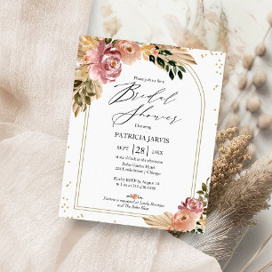 Flyer Convite de Chuveiro de Noiva Chic Boho Floral Econ