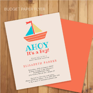 Flyer Convite de Chuvinha de Bebê Orçamento Ahoy É um Me