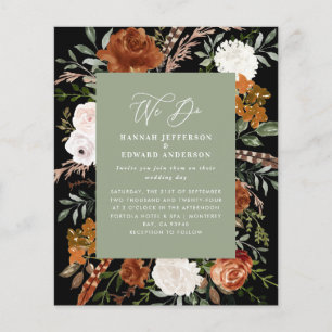 Flyer Convite de detalhes de casamento botânico em verde