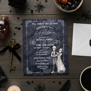 Flyer Convite de Esqueleto de Casamento de Halloween Orç