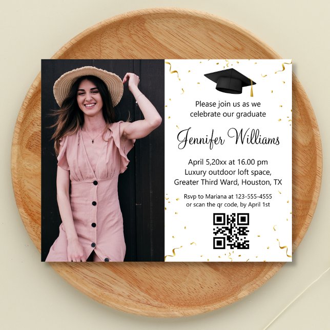 Flyer convite de festa de formatura com código qr rsvp f (Criador carregado)