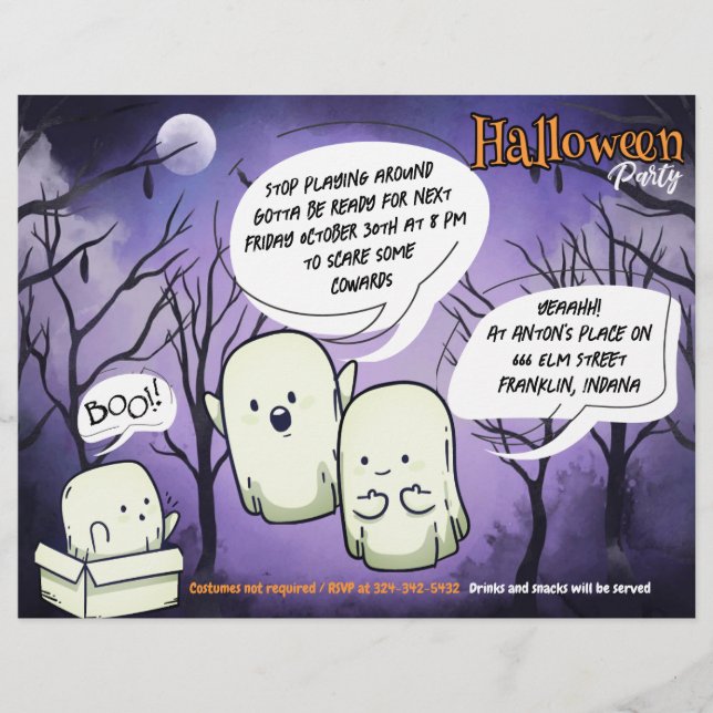 Flyer Convite de Festa de Halloween (Frente)