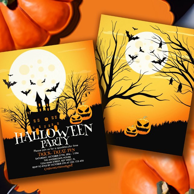 Flyer Convite de Festa de Halloween de Orçamento (Budget Halloween Party Invitation Flyer)