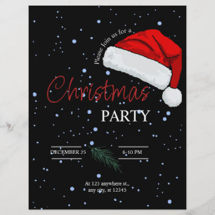 Flyer Convite de Festa de Natal da Família Simples Preto