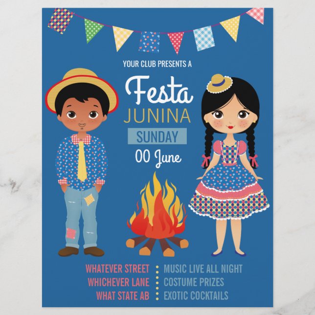 Flyer Convite de Festa Junina Corporativa/Clube (Frente)