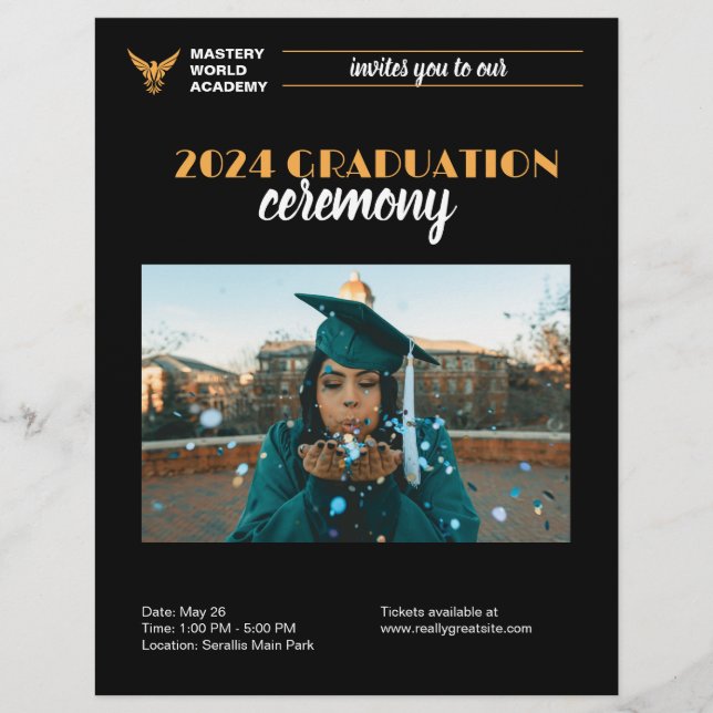 Flyer Convite de Formatura Anúncio de Graduado Senior (Frente)