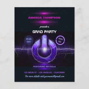 Flyer Convite de formatura de música de DJ Neon
