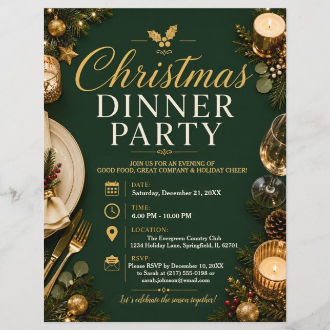 Flyer Convite de Jantar de Natal (Frente)