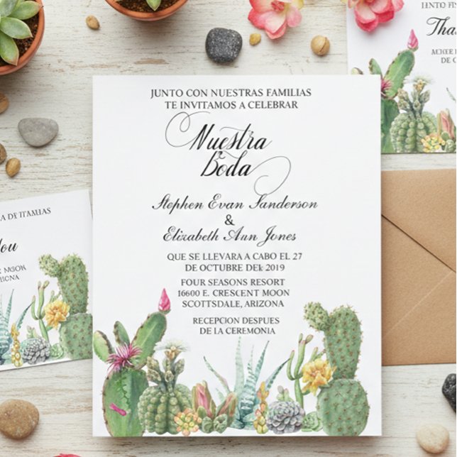 Flyer Convite de Jardim de Suculentas Cactus de Casament (Criador carregado)