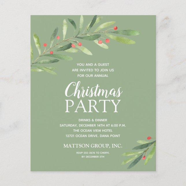 Flyer Convite de Natal Chic Greenery (Frente)