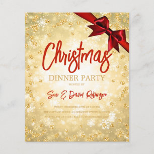 Flyer Convite de Natal com Brilho e Diamantes Vermelhos