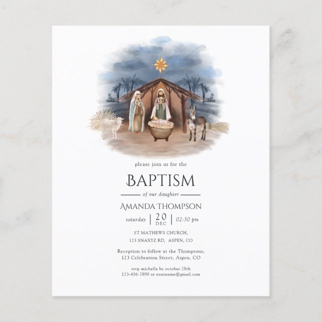 Flyer Convite de Natal Religioso para Batismo (Frente)