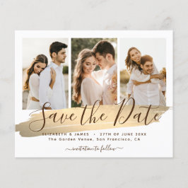 Flyer Convite de Noivado Elegante Dourado para Casamento