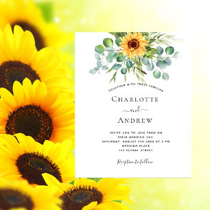Flyer Convite de orçamento de girassóis de casamento com