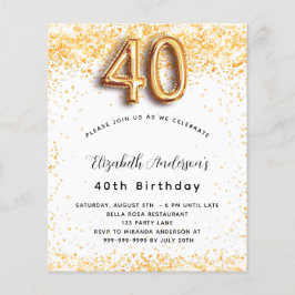 Flyer convite de orçamento de ouro branco aniversário de