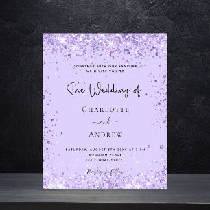 Flyer Convite de orçamento de script violeta de casamen