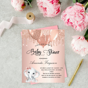 Flyer Convite de orçamento para chá de bebê com elefante