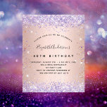 Flyer Convite de orçamento para lavanda de ouro de rosa<br><div class="desc">Por favor, note que este convite está no papel de folheto e é muito fino. Os envelopes não estão incluídos. Para convites mais espessos (mesmo design) visite nossa loja. Um fundo de gradiente rosa ouro. Decorado com violeta, confete colorido de lavanda. Personalize e adicione um nome e detalhes da parte....</div>