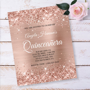 Flyer Convite de papel brilhante em rosa dourado claro p