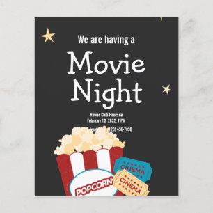 Flyer Convite de pipoca para noite de filme retrô legal