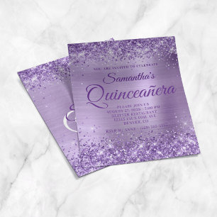 Flyer Convite de Quinceanera com Monograma em Folha de P