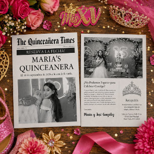 Flyer Convite de Reserva de Data do Jornal Quinceañera