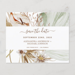 Flyer Convite de Save the Date Boho de Grama das Pampas 