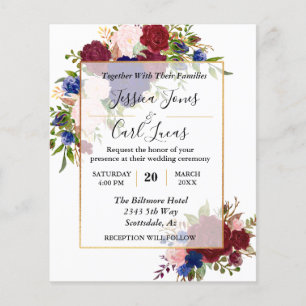 Flyer Convite Dourado para Casamento de Frame Dourado da