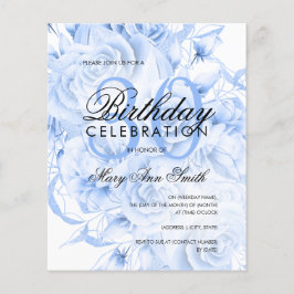 Flyer Convite Floral Azul Marinho para Aniversário de 30