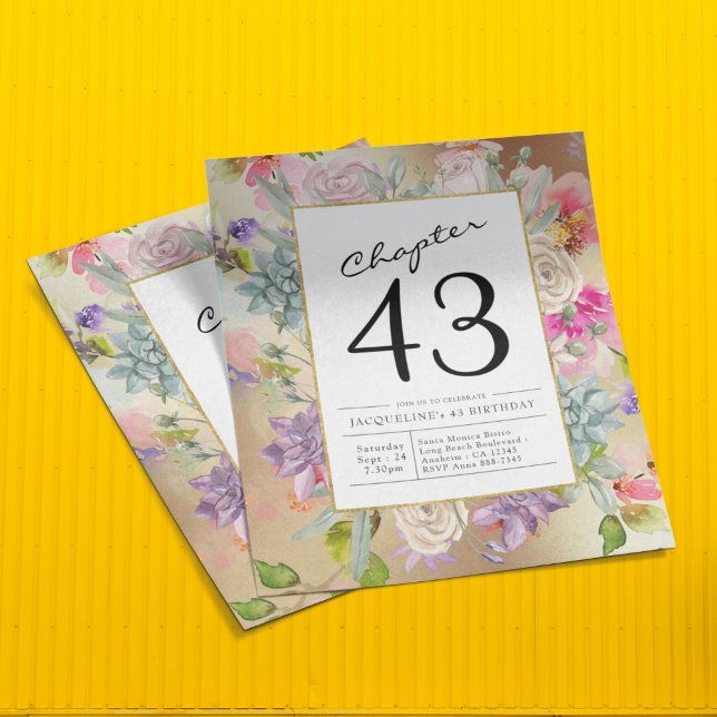 Flyer Convite Floral de Aniversário Dourado a Qualquer A (Criador carregado)