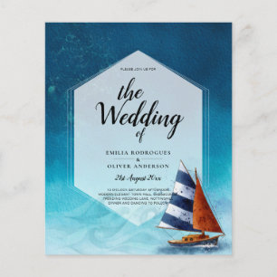Flyer Convite Náutico para Casamento com Barco à Navegaç