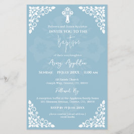 Flyer Convite Orçamental Cruzado Floral Céu Azul