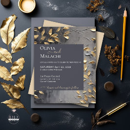 Flyer Convite Orçamental Dourado Folha Impasto Noir