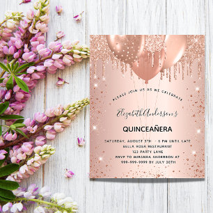 Flyer Convite orçamental para balões de ouro de rosa de