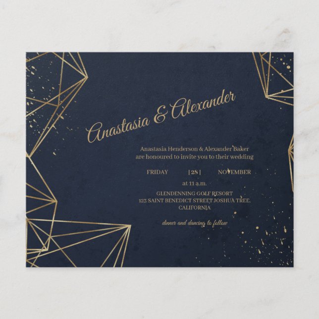 Flyer Convite orçamental para cerimônia de casamento. Ca (Frente)