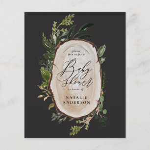 Flyer Convite orçamental para chá de fraldas de fatia de