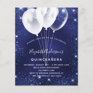Flyer Convite orçamental para o balão azul de Quinceaner