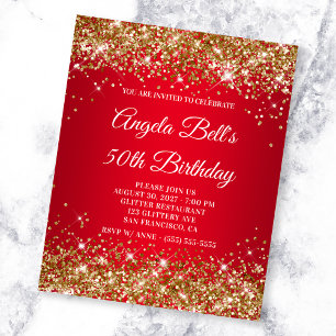 Flyer Convite para 50 Aniversários de Borracha Vermelha