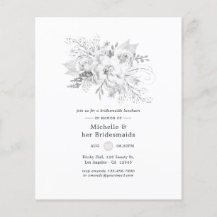 Flyer Convite para Almoço de Damas de Honra Floral Branc