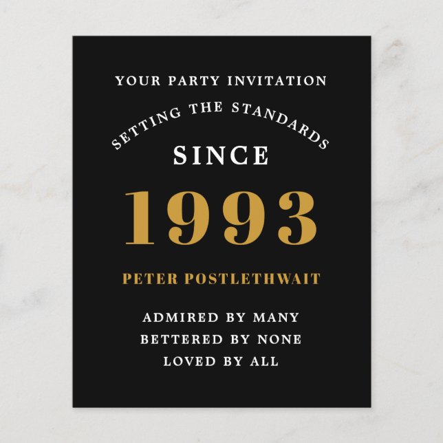 Flyer Convite para aniversário de 30 anos orçamental 199 (Frente)