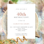 Flyer Convite para aniversário de 40 anos de Blush de Te<br><div class="desc">Convite para aniversário de 40 anos de Blush de Texto Simples em PAPEL. Um PAPEL de preço totalmente personalizável,  não uma placa,  alternativo de 4, 5 x 5, 6 polegadas fornecido SEM envelopes (A6 é o tamanho mais próximo do ajustado).</div>