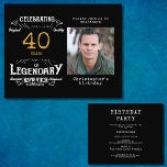 Flyer Convite para aniversário de 40 anos de Orçamento D<br><div class="desc">Celebre a idade ouro da vida de seu amado com este aniversário de 40 anos de convite! Apresentando um design de estilo vintage, este convite será a forma perfeita de comemorar a virada 40. Personalize com uma foto especial do seu amado e sua própria mensagem especial, e deixe seus hóspedes...</div>