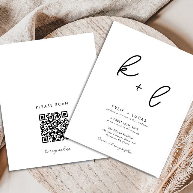 Flyer Convite para Casamento de Código Qr Preto e Branco (Criador carregado)