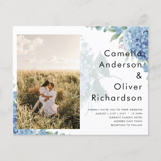 Flyer Convite para Casamento de FOTO PHOTO Azul Moderno (Frente)