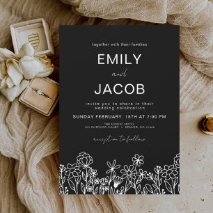 Flyer Convite para casamento de fotos de Wildflower Boho